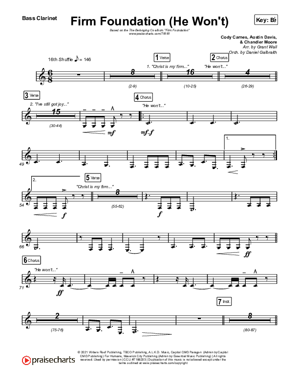 Firm Foundation (He Won't) (Live) Bass Clarinet (The Belonging Co / Cody Carnes)