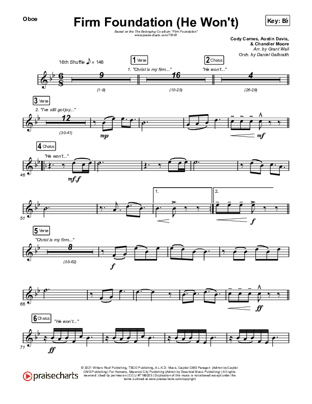 Firm Foundation (He Won't) (Live) Oboe (The Belonging Co / Cody Carnes)