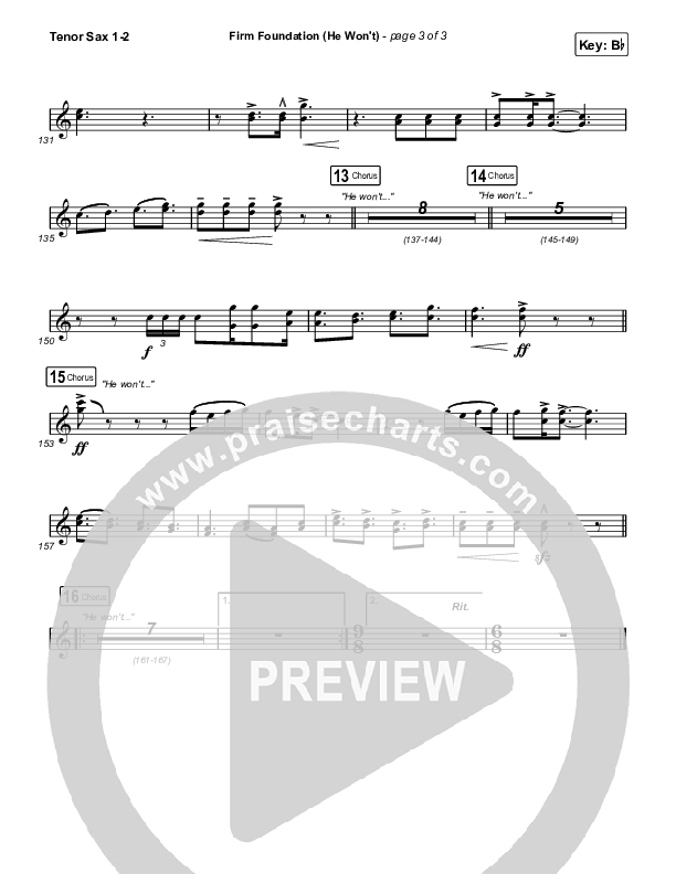 Firm Foundation (He Won't) (Live) Tenor Sax 1/2 (The Belonging Co / Cody Carnes)