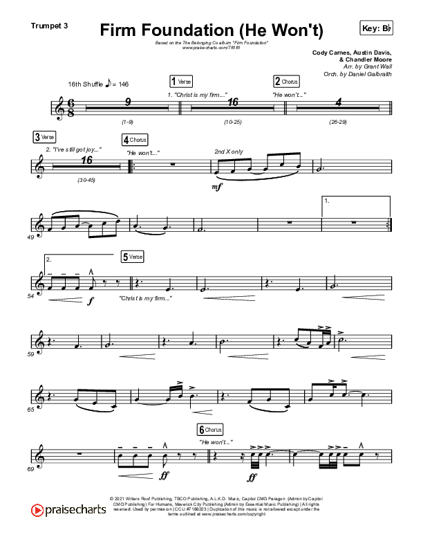 Firm Foundation (He Won't) (Live) Trumpet 3 (The Belonging Co / Cody Carnes)
