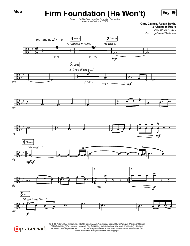 Firm Foundation (He Won't) (Live) Viola (The Belonging Co / Cody Carnes)