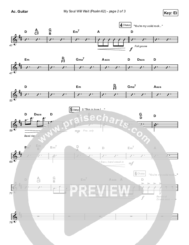 My Soul Will Wait (Psalm 62) (Choral Anthem SATB) Acoustic Guitar (Sovereign Grace / Arr. Erik Foster)