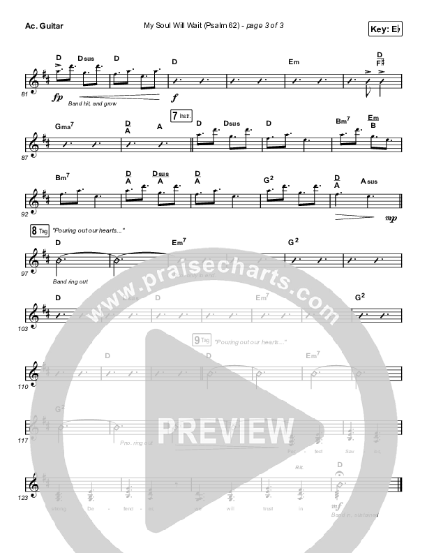 My Soul Will Wait (Psalm 62) (Choral Anthem SATB) Acoustic Guitar (Sovereign Grace / Arr. Erik Foster)