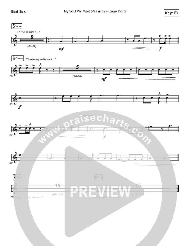 My Soul Will Wait (Psalm 62) (Choral Anthem SATB) Bari Sax (Sovereign Grace / Arr. Erik Foster)