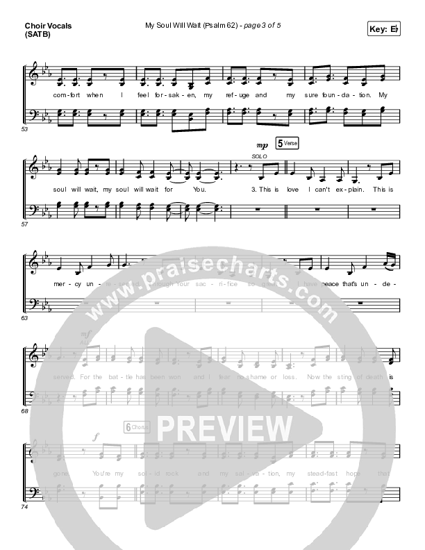 My Soul Will Wait (Psalm 62) (Choral Anthem SATB) Choir Vocals (Anthem SATB) (Sovereign Grace / Arr. Erik Foster)