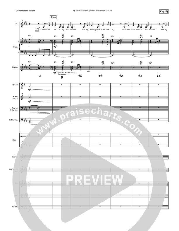 My Soul Will Wait (Psalm 62) (Choral Anthem SATB) Orchestration (Sovereign Grace / Arr. Erik Foster)