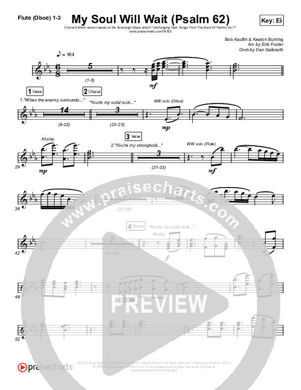 My Soul Will Wait (Psalm 62) (Choral Anthem SATB) Wind Pack (Sovereign Grace / Arr. Erik Foster)