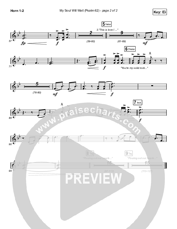 My Soul Will Wait (Psalm 62) (Choral Anthem SATB) French Horn 1,2 (Sovereign Grace / Arr. Erik Foster)