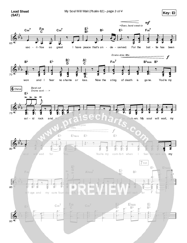 My Soul Will Wait (Psalm 62) (Choral Anthem SATB) Lead Sheet (SAT) (Sovereign Grace / Arr. Erik Foster)
