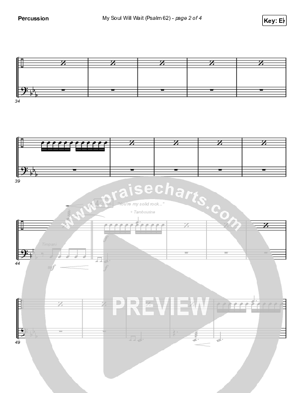 My Soul Will Wait (Psalm 62) (Choral Anthem SATB) Percussion (Sovereign Grace / Arr. Erik Foster)