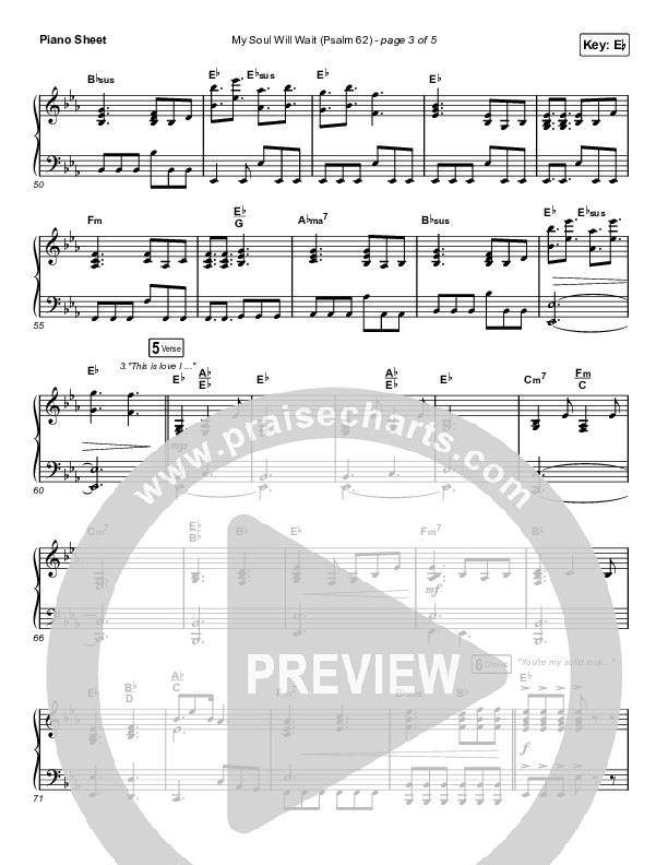 My Soul Will Wait (Psalm 62) (Choral Anthem SATB) Piano Sheet (Sovereign Grace / Arr. Erik Foster)