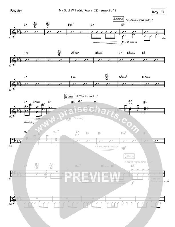 My Soul Will Wait (Psalm 62) (Choral Anthem SATB) Rhythm Chart (Sovereign Grace / Arr. Erik Foster)