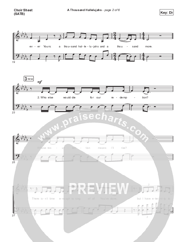 A Thousand Hallelujahs (Choral Anthem SATB) Choir Sheet (SATB) (Signature Sessions / Arr. Mason Brown)
