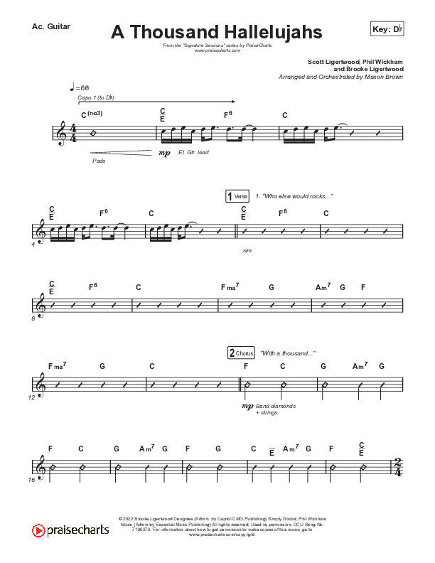 A Thousand Hallelujahs (Choral Anthem SATB) Acoustic Guitar (Signature Sessions / Arr. Mason Brown)