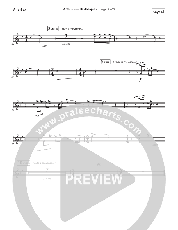A Thousand Hallelujahs (Choral Anthem SATB) Alto Sax (Signature Sessions / Arr. Mason Brown)