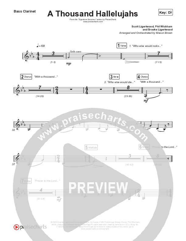 A Thousand Hallelujahs (Choral Anthem SATB) Bass Clarinet (Signature Sessions / Arr. Mason Brown)