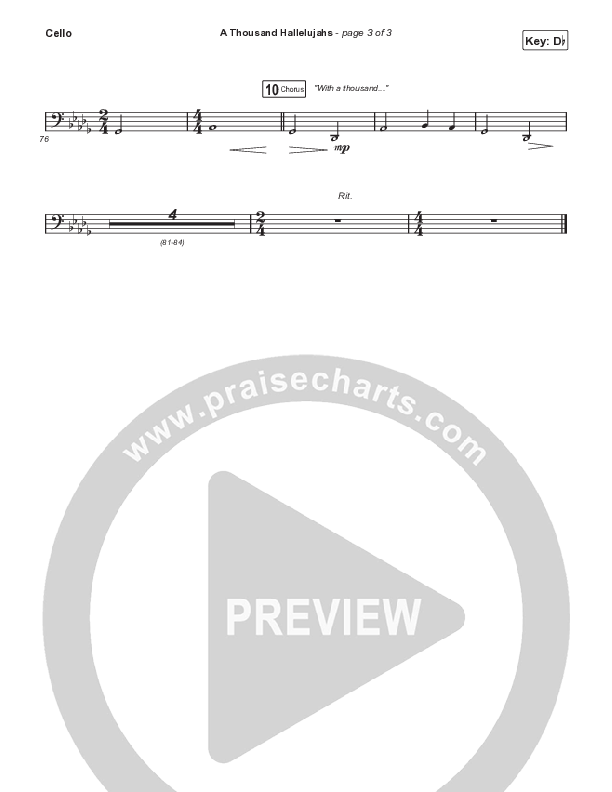 A Thousand Hallelujahs (Choral Anthem SATB) Cello (Signature Sessions / Arr. Mason Brown)