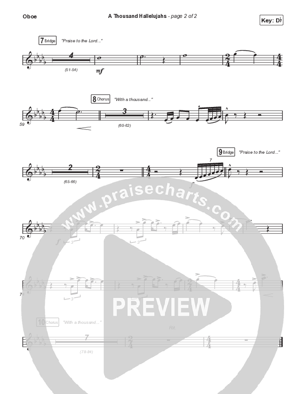 A Thousand Hallelujahs (Choral Anthem SATB) Oboe (Signature Sessions / Arr. Mason Brown)