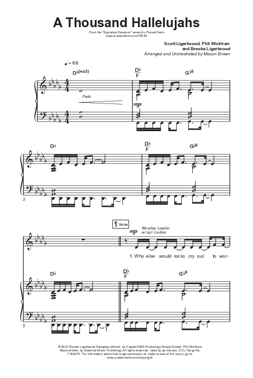 A Thousand Hallelujahs (Choral Anthem SATB) Octavo (SATB & Pno) (Signature Sessions / Arr. Mason Brown)