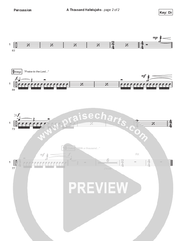 A Thousand Hallelujahs (Choral Anthem SATB) Percussion (Signature Sessions / Arr. Mason Brown)