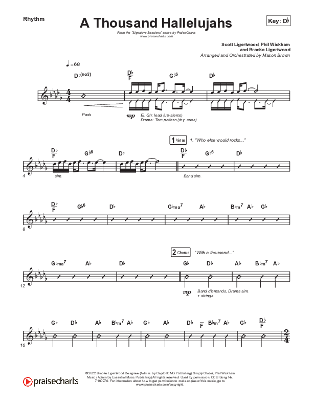 A Thousand Hallelujahs (Choral Anthem SATB) Rhythm Pack (Signature Sessions / Arr. Mason Brown)