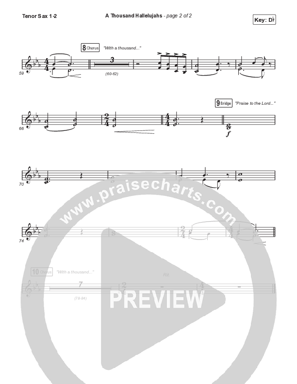 A Thousand Hallelujahs (Choral Anthem SATB) Tenor Sax 1,2 (Signature Sessions / Arr. Mason Brown)