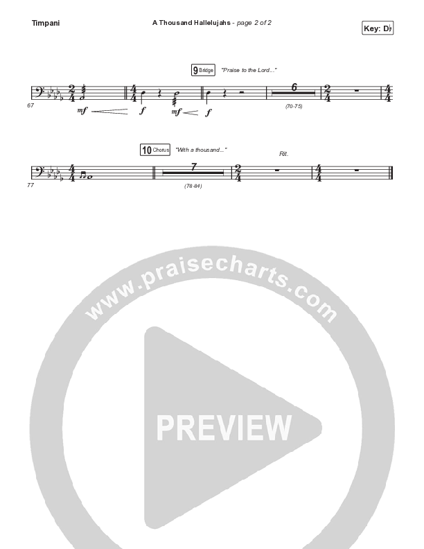 A Thousand Hallelujahs (Choral Anthem SATB) Timpani (Signature Sessions / Arr. Mason Brown)