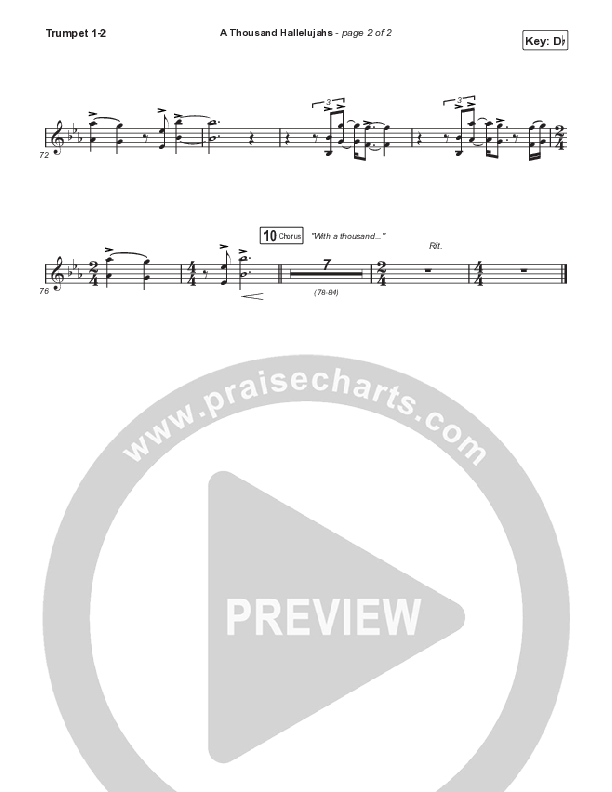 A Thousand Hallelujahs (Choral Anthem SATB) Trumpet 1,2 (Signature Sessions / Arr. Mason Brown)