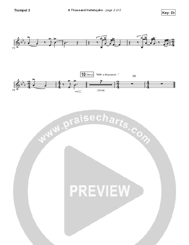 A Thousand Hallelujahs (Choral Anthem SATB) Trumpet 3 (Signature Sessions / Arr. Mason Brown)