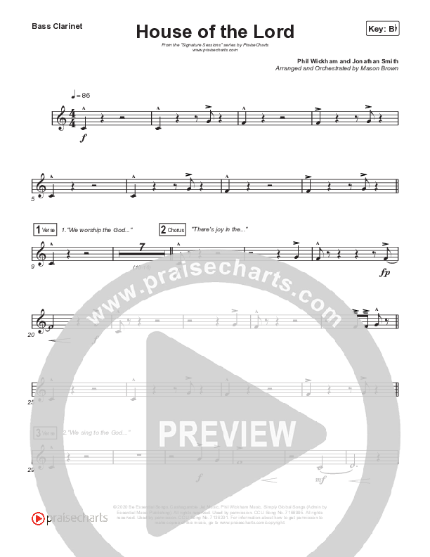 House Of The Lord (Choral Anthem SATB) Clarinet 1,2 (Signature Sessions / Arr. Mason Brown)