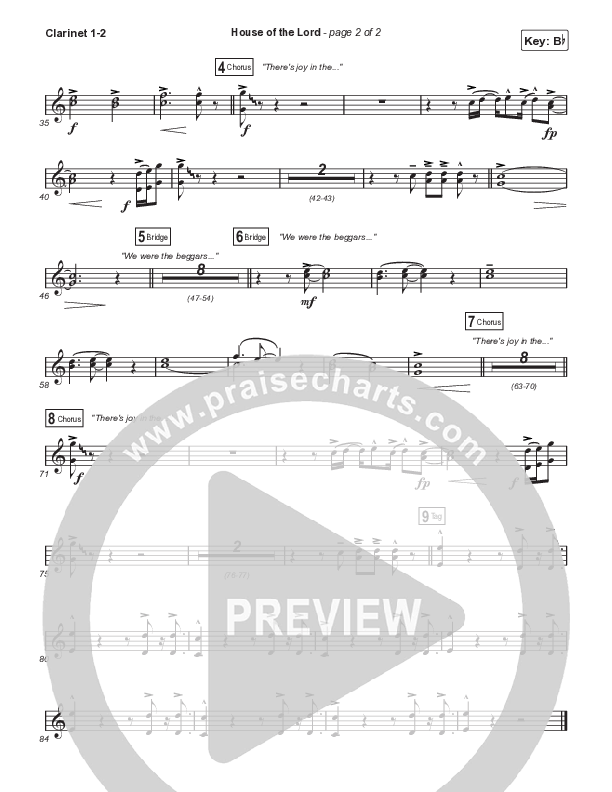 House Of The Lord (Choral Anthem SATB) Clarinet 1/2 (Signature Sessions / Arr. Mason Brown)