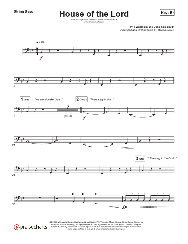 House Of The Lord (Choral Anthem SATB) String Bass (Signature Sessions / Arr. Mason Brown)
