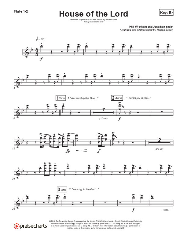 House Of The Lord (Choral Anthem SATB) Flute 1,2 (Signature Sessions / Arr. Mason Brown)