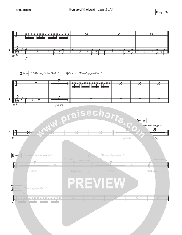 House Of The Lord (Choral Anthem SATB) Percussion (Signature Sessions / Arr. Mason Brown)