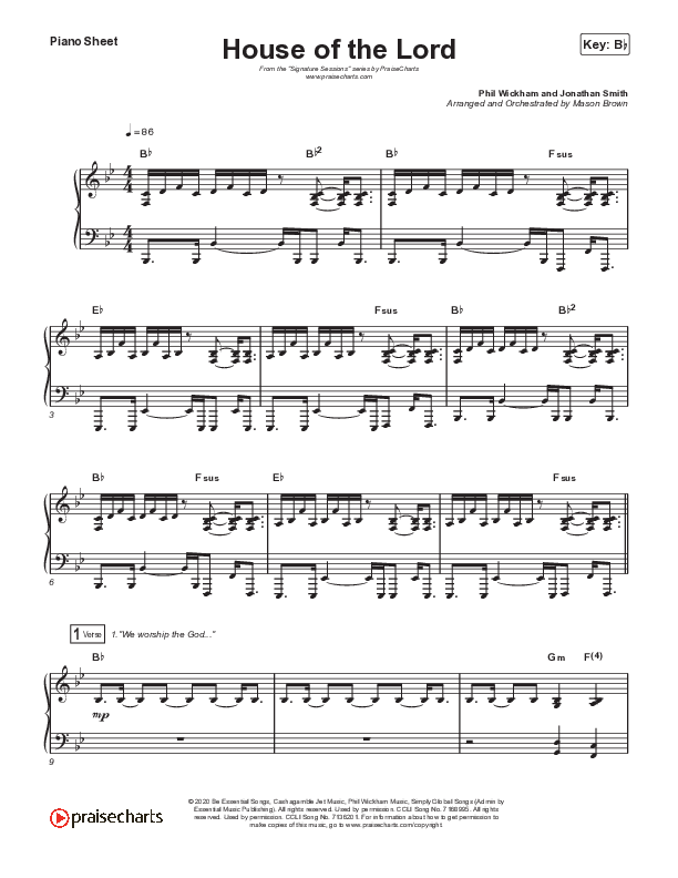 House Of The Lord (Choral Anthem SATB) Piano Sheet (Signature Sessions / Arr. Mason Brown)