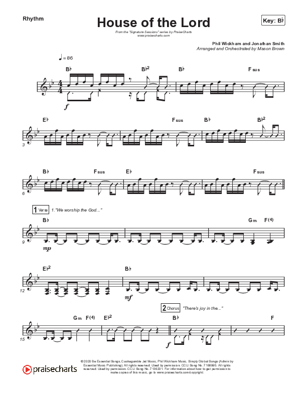 House Of The Lord (Choral Anthem SATB) Rhythm Pack (Signature Sessions / Arr. Mason Brown)