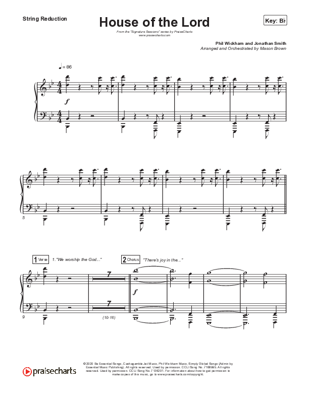 House Of The Lord (Choral Anthem SATB) String Reduction (Signature Sessions / Arr. Mason Brown)