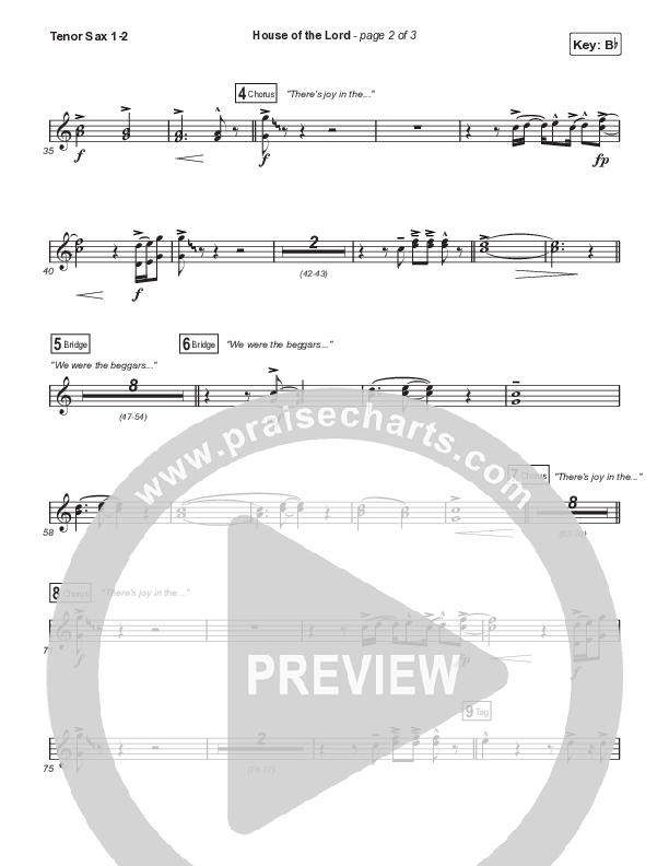 House Of The Lord (Choral Anthem SATB) Tenor Sax 1,2 (Signature Sessions / Arr. Mason Brown)