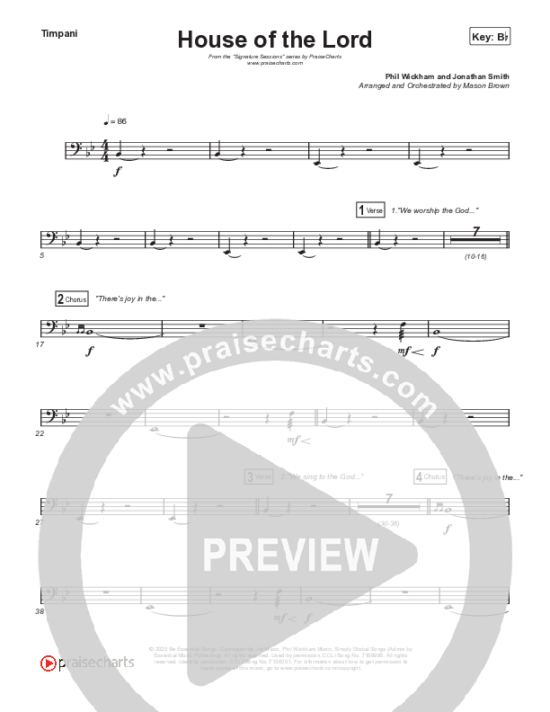 House Of The Lord (Choral Anthem SATB) Timpani (Signature Sessions / Arr. Mason Brown)