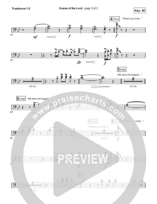 House Of The Lord (Choral Anthem SATB) Trombone 1,2 (Signature Sessions / Arr. Mason Brown)