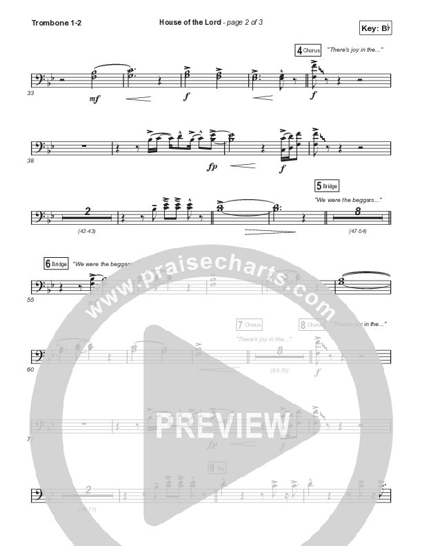 House Of The Lord (Choral Anthem SATB) Trombone 1/2 (Signature Sessions / Arr. Mason Brown)