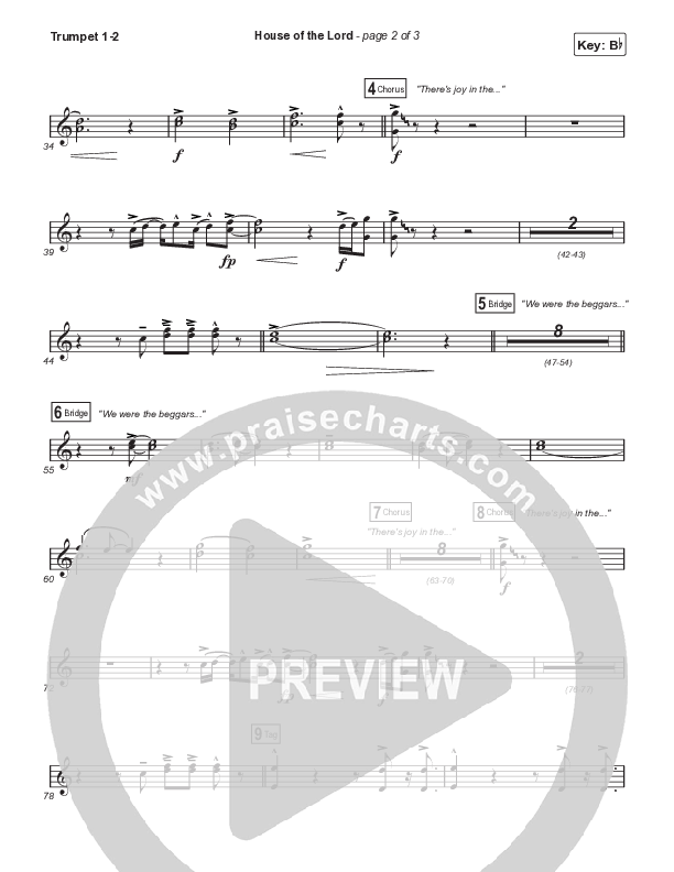 House Of The Lord (Choral Anthem SATB) Trumpet 1,2 (Signature Sessions / Arr. Mason Brown)