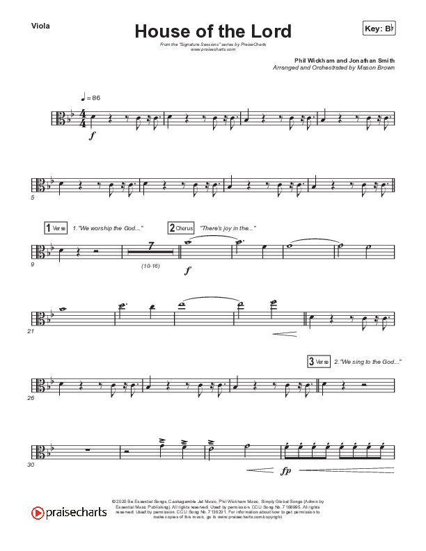 House Of The Lord (Choral Anthem SATB) Viola (Signature Sessions / Arr. Mason Brown)