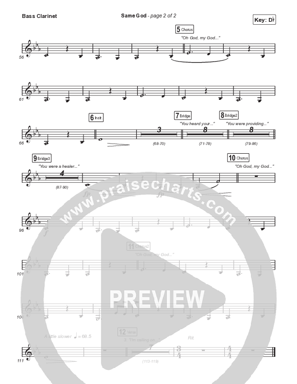 Same God (Choral Anthem SATB) Bass Clarinet (Signature Sessions / Arr. Mason Brown)