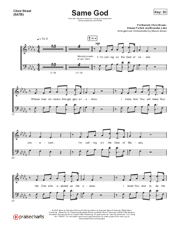 Same God (Choral Anthem SATB) Choir Vocals (Anthem SATB) (Signature Sessions / Arr. Mason Brown)