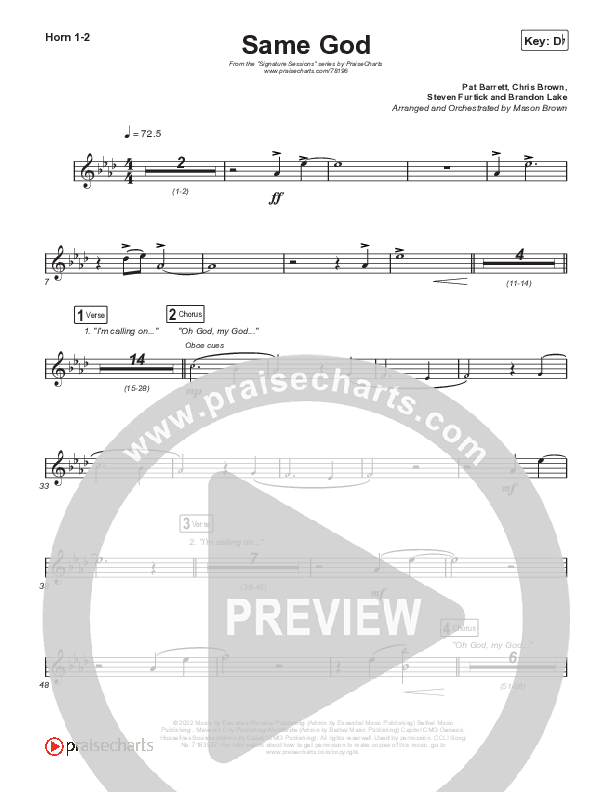 Same God (Choral Anthem SATB) Brass Pack (Signature Sessions / Arr. Mason Brown)