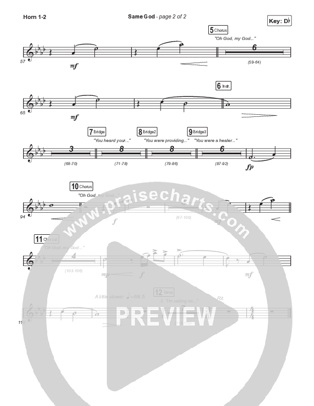 Same God (Choral Anthem SATB) French Horn 1,2 (Signature Sessions / Arr. Mason Brown)
