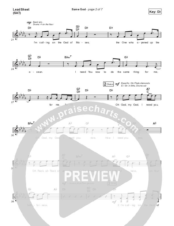 Same God (Choral Anthem SATB) Lead Sheet (SAT) (Signature Sessions / Arr. Mason Brown)