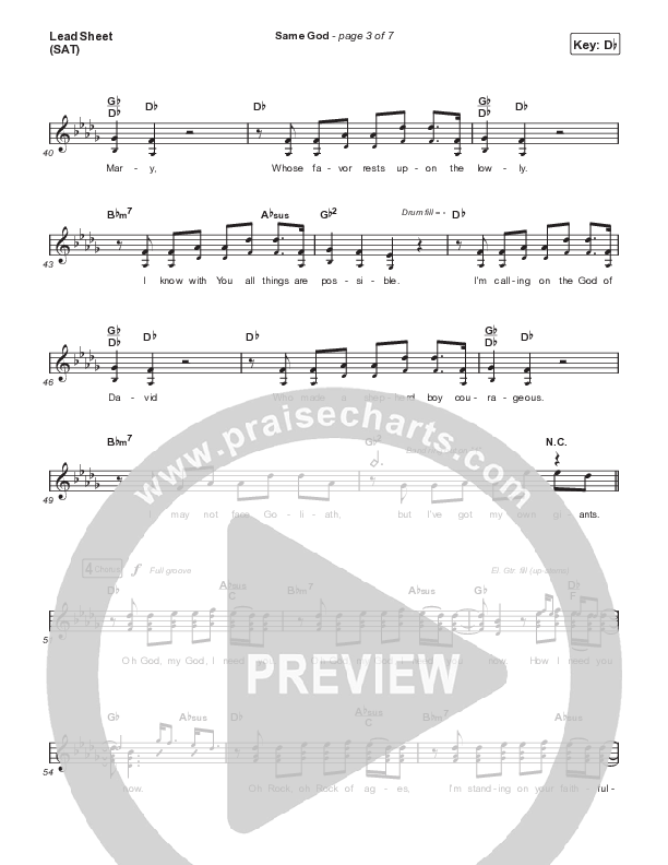 Same God (Choral Anthem SATB) Lead Sheet (SAT) (Signature Sessions / Arr. Mason Brown)