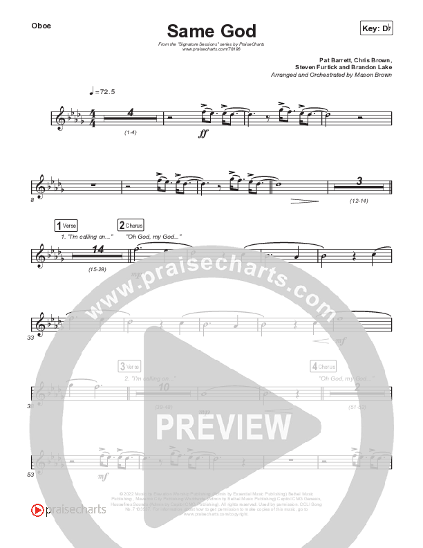 Same God (Choral Anthem SATB) Wind Pack (Signature Sessions / Arr. Mason Brown)